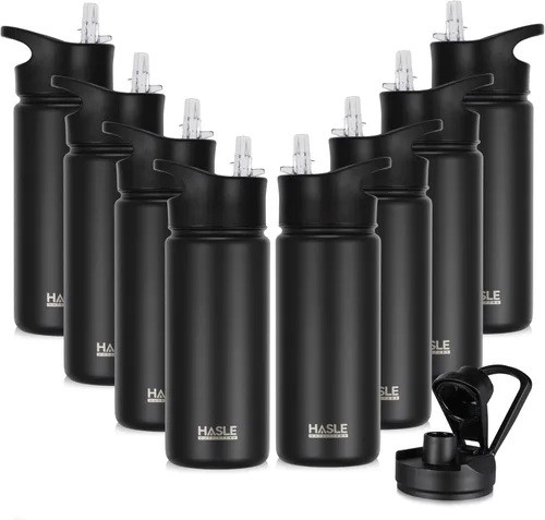 Vista 27 de HASLE OUTFITTERS Botella de agua aislada de 16 onzas para niños, botella de agua de acero inoxidable de doble pared al vacío, a prueba de fugas