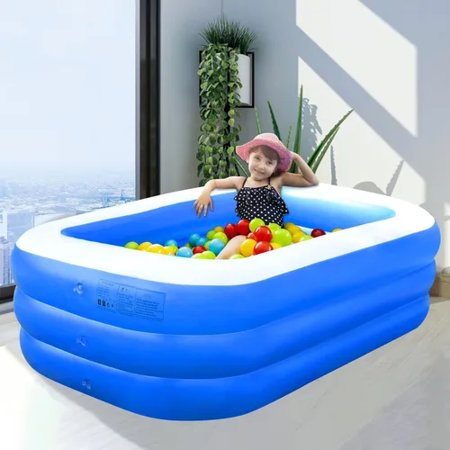 Vista 3 de Piscina, 59 x 43 x 19.5 pulgadas, piscina inflable familiar rectangular para niños pequeños que juegan, piscina de pelotas, fácil de instalar sobre