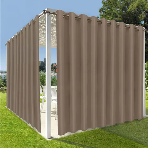Vista 17 de OutdoorLines Cortinas impermeables para interiores y exteriores para patio – Panel de cortina de privacidad y bloqueo solar con ojales, resistente a