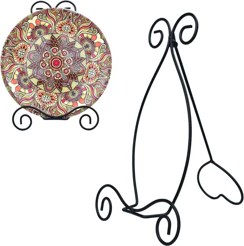Vista 7 de Soporte de placa de hierro para exhibición, soporte de exhibición de 8 pulgadas con trípode negro ajustable, soporte de exhibición para caballete
