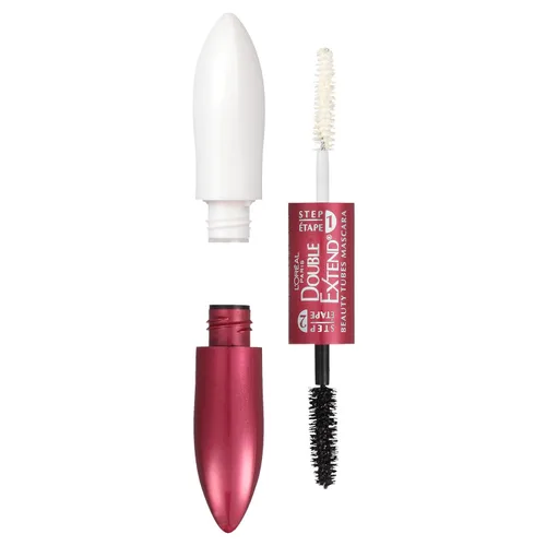 Vista 9 de L'Oreal Paris Makeup Double Extend Tubing Mascara, máscara de 2 pasos para alargar, a prueba de manchas, negro, paquete de 2