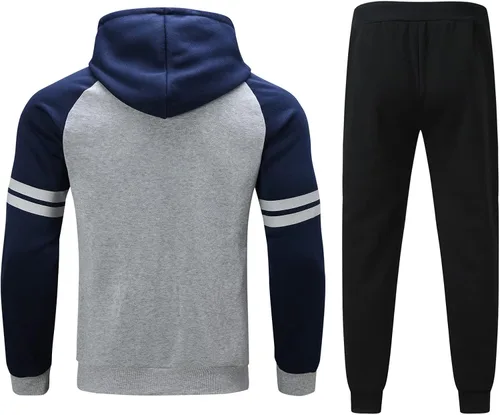 Vista 5 de lcepcy Hoodies for Men Pack, Mens Color Block Tracksuit 2 Piece Drawstring Striped Sweatsuit Outfit Jogging Set for Winter