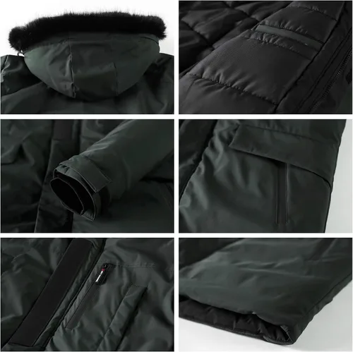 Vista 7 de WEEN CHARM - Chaqueta tipo parka para hombre con capucha desmontable y ribete de piel sintética.