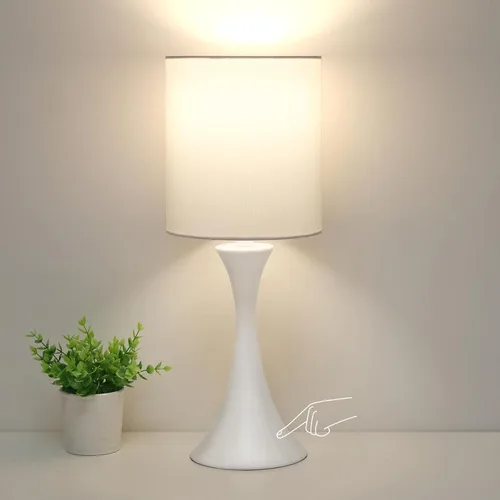 Vista 10 de Lámpara táctil para dormitorio, lámpara de mesa dorada regulable en 3 vías con pantalla estrellada negra, lámpara decorativa de mesita de noche Base