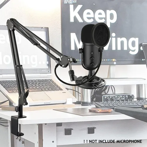 Vista 2 de Brazo de micrófono para Razer Seiren V2 Pro, soporte de micrófono ajustable para micrófono con soporte de choque, filtro pop, parabrisas de espuma