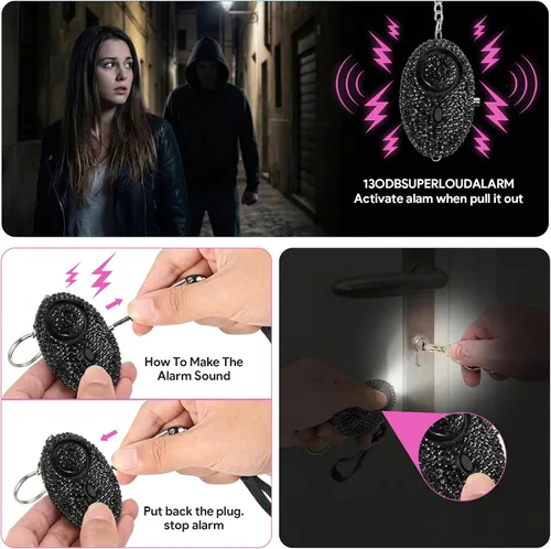 Vista 4 de Personal Safety Keychain Set for Women, Self Defense Kit with 130DB Alarm, Wristlet, Emergency Tools