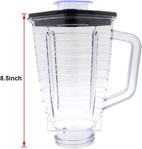 Vista 2 de Anbige Piezas de recambio 5-Cup Square Top Plastic Jar Asamblea con hoja de fusión de 6 puntos, junta, base, tapa. Compatible con licuadoras Oster