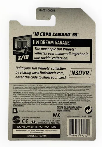 Vista 2 de Hot Wheels 2020 Hw Dream Garage '18 Copo Camaro SS, 20/250 Plata