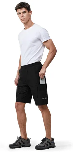 Vista 9 de Ally Pantalones cortos de ciclismo de montaña para hombre, acolchados en 4D, ligeros, holgados, con bolsillos con cremallera, para ciclismo