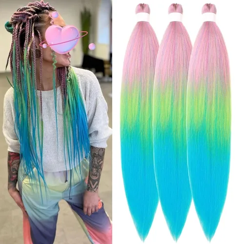 Vista 11 de Cabello trenzado para niños preestirado de 16 pulgadas, color negro para niños, trenzas sin nudos