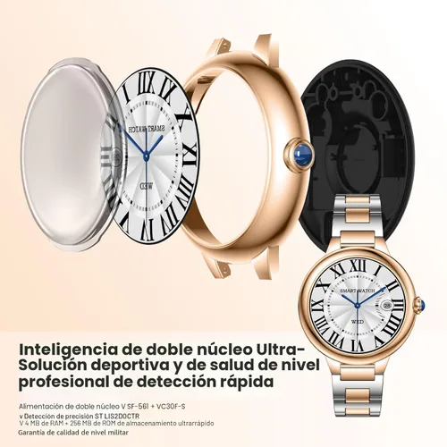 Vista 9 de SOUYIE 2026 Reloj inteligente de lujo para mujeres, pantalla AMOLED de 1.19", reloj inteligente DA GPT, monitor de frecuencia cardíaca, monitor