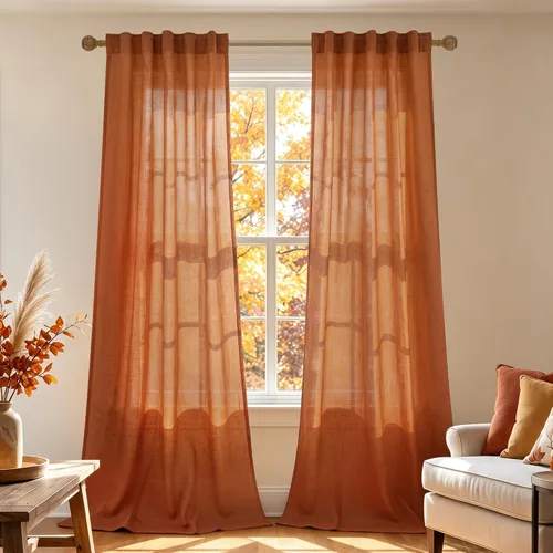 Vista 88 de Mrs.Naturall Cortinas negras de 45 pulgadas de largo, cortinas cortas de lino transparente para privacidad para cocina, dormitorio, ventanas