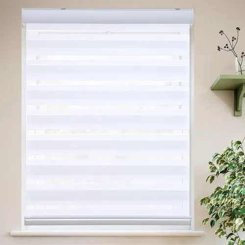 Vista 13 de Personalizadas MYshade - Persianas de cebra para ventanas sin cordones, persianas para ventanas con filtro de luz, tratamientos para ventanas