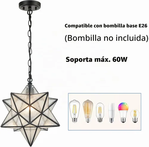 Vista 4 de CLAXY Lámpara colgante de estrella de Moravia de 14 pulgadas con semillas