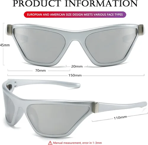 Vista 5 de AIEYEZO Gafas de sol modernas Y2K para mujeres y hombres gafas de sol envolventes a la moda deportivas futuristas sunnies