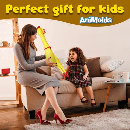 Vista 2 de Animolds Crazy Huge Rubber Chicken – Máquina gigante de ruido de 29 pulgadas para fiestas, bromas, bromas prácticas, chirridos de hasta 45 segundos