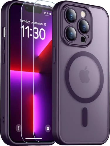 Vista 124 de SPIDERCASE Funda magnética translúcida diseñada para iPhone 11, con 2 protectores de pantalla de vidrio templado, antihuellas, para iPhone 11 de 6.1