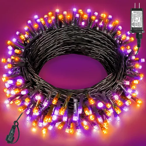 Vista 47 de Tira de luces LED de Navidad de 40 pies para exteriores, luces rojas y blancas de Navidad impermeables, 8 modos y temporizador, luces de árbol