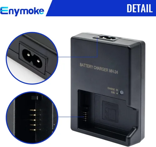 Vista 4 de Cargador de batería MH-24 compatible con batería EN-EL14 EN-EL14A para Nikon D5100 D5200 D5300 D5500 D5600 D3100 D3200 D3300 D3400 D3500 Df Coolpix