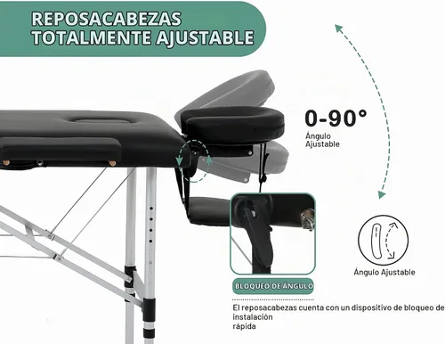Vista 2 de Mesa de masaje, cama de 2 pestañas plegables, cama de masaje portátil para extensiones de pestañas, mesa de masaje ancha con bolsa de transporte