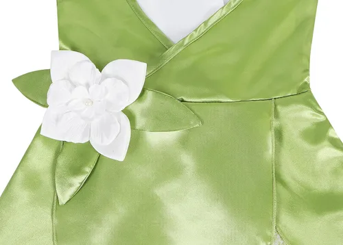 Vista 8 de Kantenia Girls Frog Princess Dresses Kids Halloween Costume Dress Up Birthday Party Outfits with CrownMagicWand 2-10Y