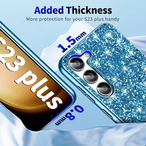 Vista 2 de S23+ Plus - Funda con purpurina para Samsung Galaxy S23+ 5G, funda protectora delgada y ultradelgada con parte trasera mate, a prueba de golpes
