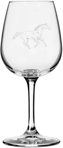 Vista 82 de Abaco Barb Body Horse - Copa de vino grabada multiusos (12.75 onzas) Unique Gifts for Horse Lovers, Personalized Wine Glasses, All-Purpose