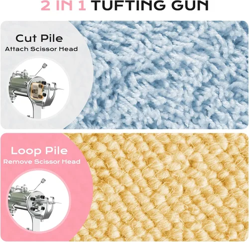 Vista 4 de BESGEER Pistola de Tufting de Alfombras con Kit de Recortadora de Alfombras - Tuft de Alfombra con Tijeras de Tufting, Pistola de Alfombra 2 en 1
