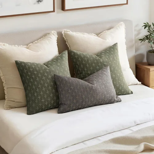 Vista 85 de MIULEE - Juego de 2 fundas de almohada decorativas de lino de arpillera navideñas, modernas, estilo campestre, rústicas, tejidas, con textura