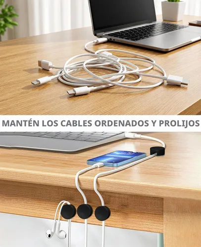 Vista 5 de Maveek Soporte magnético para cables, 5 clips para cables de escritorio 5 negro