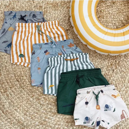 Vista 14 de Traje de baño para niños, ropa de playa de secado rápido, pantalones cortos de natación para niños pequeños, traje de baño a rayas, traje de baño