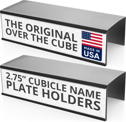 Vista 15 de The Original Over the Cube - Soporte para placa de identificación de cubículo intercambiable, base negra y soporte para placa de identificación