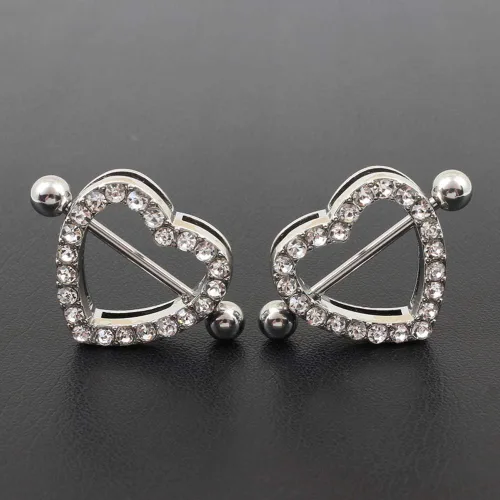 Vista 8 de Piercing de pezón de acero inoxidable con forma de corazón para mujer, piercing para el cuerpo, joyería 14G