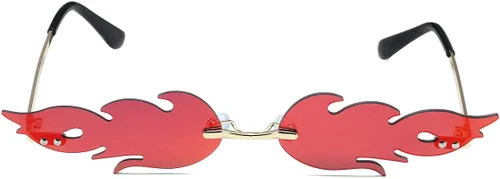 Vista 2 de NIDOVIX Lentes de sol de llama de fuego para mujeres y hombres, retro sin montura para fiesta de Halloween, gafas de sol rojas divertidas