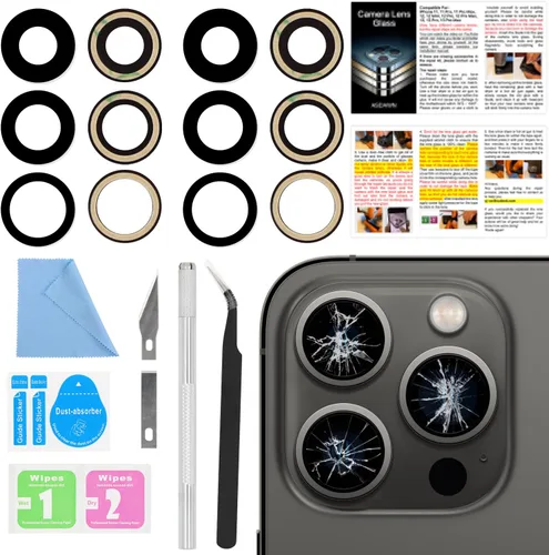 Vista 19 de 2PCS ASDAWN Reemplazo de Cristal de Lente de Cámara Trasera para iPhone 11 Pro y 11 Pro Max Reemplazo de Lente de Cámara con Adhesivo Preinstalado +