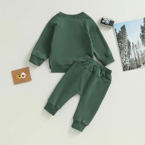 Vista 3 de AEEMCEM Conjunto de sudadera con cuello redondo y pantalones deportivos para bebé niño y niña