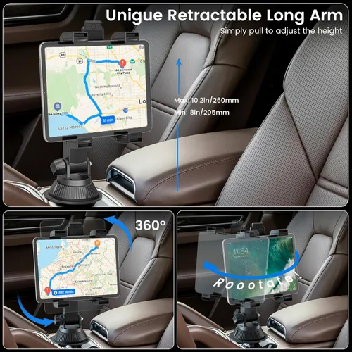 Vista 6 de OHLPRO Soporte universal para tablet de coche para camión, soporte universal para iPad Pro Air Mini de 7 a 11 pulgadas, Galaxy Tab, brazo ajustable