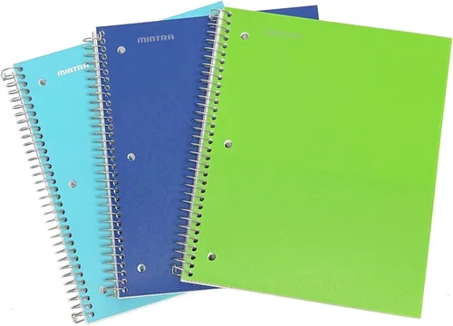 Vista 20 de Mintra Office Cuaderno con espiral duradero, 3 materias, azul pervinca (Arctic Ice), amarillo claro (Sun Yellow) y rosado claro (Spring Pink)