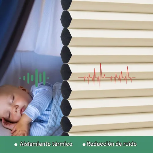 Vista 4 de Tonature Persianas Celulares de Tamaño Personalizado para Ventanas Cortinas Blackout sin Cordón Persianas Enrollables Protección UV Aislamiento Beige
