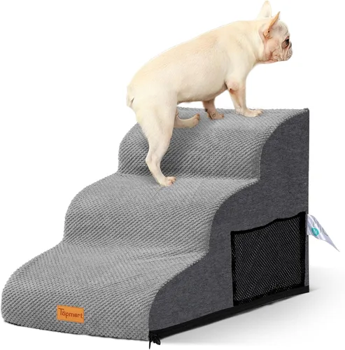 Vista 31 de 2-Step Dog Stairs for Small Dogs, Non-Slip Foam Pet Steps for Low Couch Bed Negro
