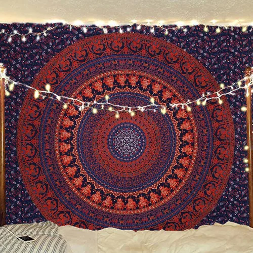 Vista 9 de Bless International - Tapiz hippie indio gitano bohemio psicodélico de algodón mandala colgante en la pared multicolor mandala grande tapiz hippie