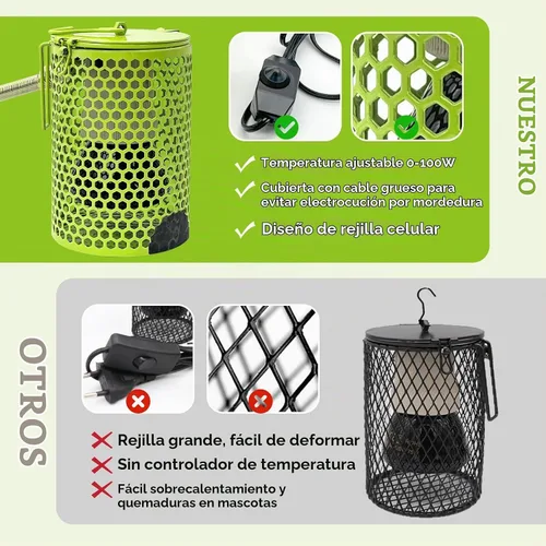 Vista 3 de Hamiledyi Bombilla de cerámica con pantalla de lámpara, protector de lámpara de calor para reptiles de 100 W, calentador de jaula de pájaros