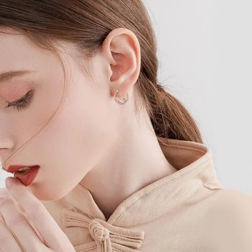 Vista 6 de VONALA Bonitos aretes de aro de plata de ley 925, regalos de cumpleaños para mujeres y niñas