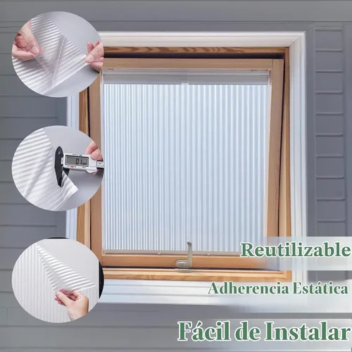 Vista 5 de Película de privacidad para ventana, diseño de rayas, no adhesiva, esmerilada, adherencia estática, esmerilada, para ventana, bloqueador solar Rayas