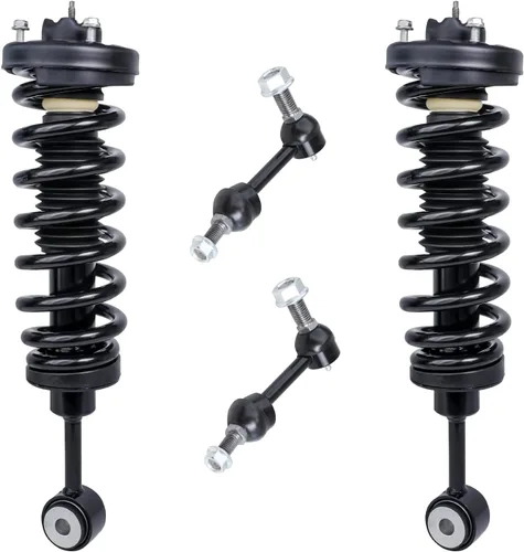 Vista 13 de Detroit Axle - Kit de 4 piezas RWD Puntales Delanteros Barras Estabilizadoras para Ford F-150 2021 2022 2023 2024, 2 Puntales con Resorte Helicoidal