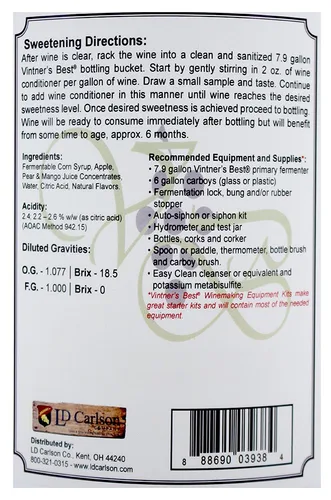 Vista 2 de Home Brew Ohio - HOZQ8-1309 Vintners Best Fruit Wine Base Mango