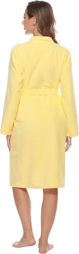 Vista 4 de Kniffi Bata de baño tipo kimono para mujer, bata de tela de rizo hasta la rodilla