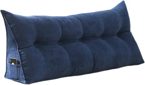 Vista 8 de Almohada de lectura extragrande para cabecero, almohada triangular de apoyo para la espalda, almohada extraíble de terciopelo para cabecero
