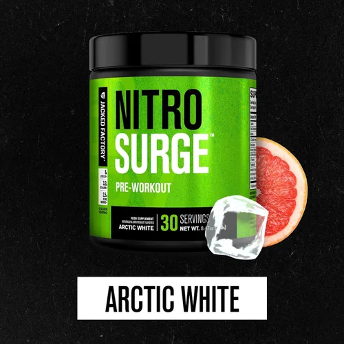 Vista 2 de Jacked Factory NITROSURGE Suplemento Pre Entrenamiento - Energía Sin Límites, Ganancias Instantáneas de Fuerza, Enfoque Claro, Bombeos Intensos