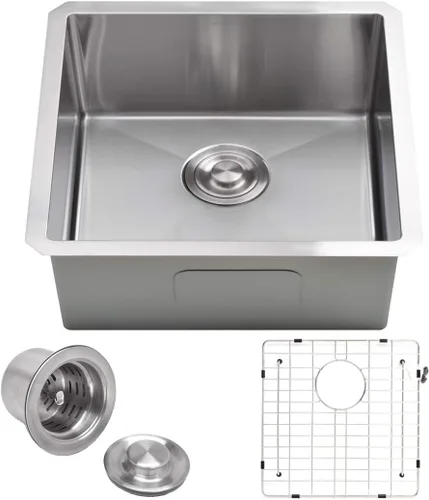 Vista 12 de VADANIA Fregadero de barra de cocina de 16 pulgadas, acabado chapado en negro, 16"x18"x10", tazón individual, bajo encimera, acero inoxidable T304